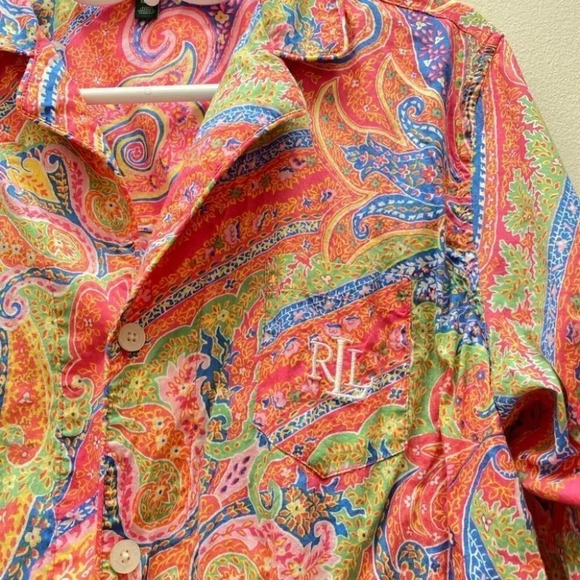 Lauren Ralph Lauren - Pink Paisley Pastel Button Down Shirt - Picture 2 of 5